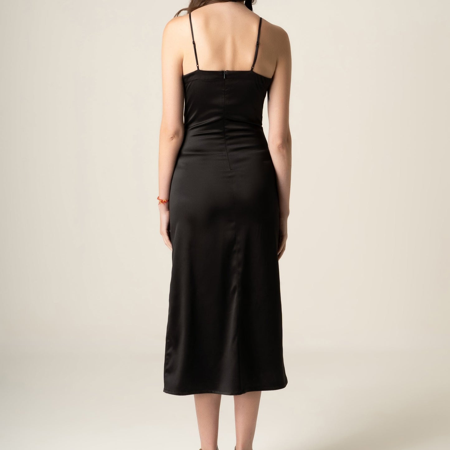 C&C Front cut Out Satin Midi Dress
