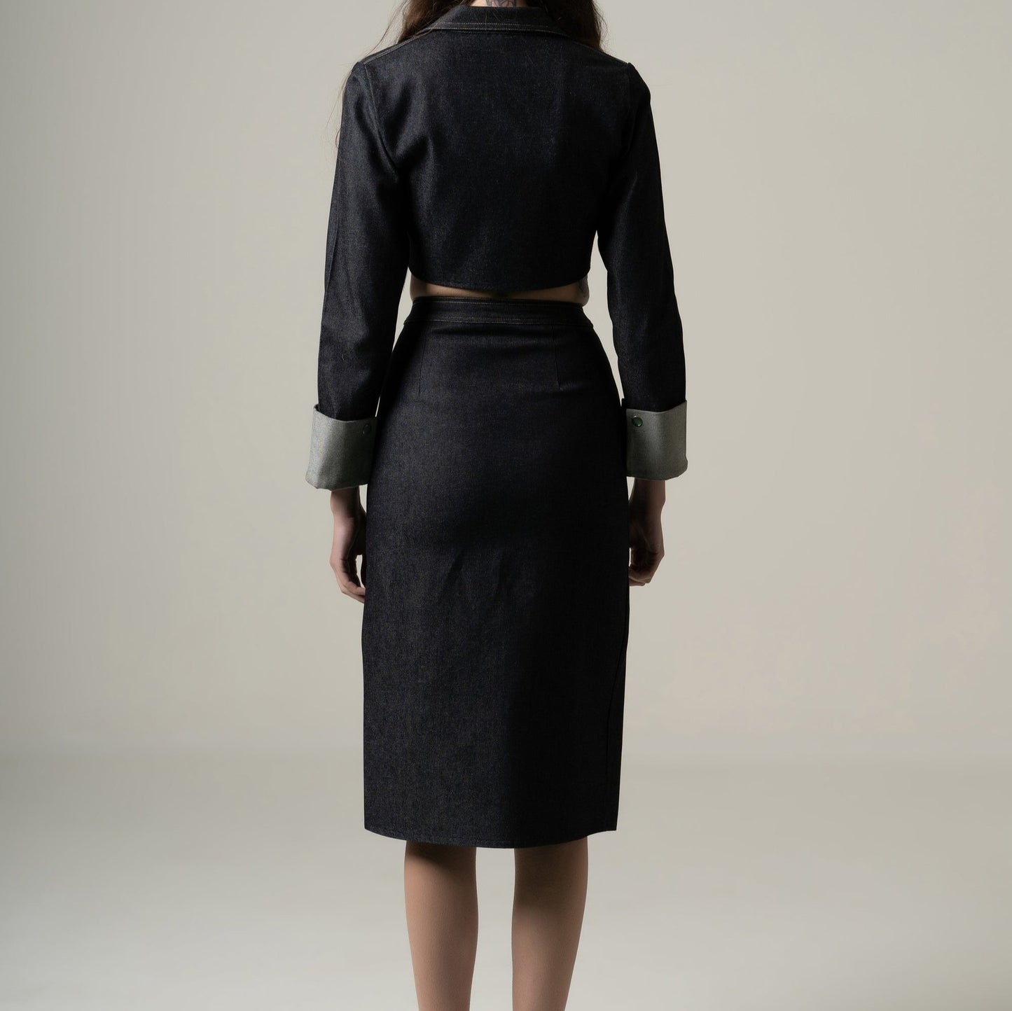 C&C Solid Crop Shirt With Skirt Clothing Set